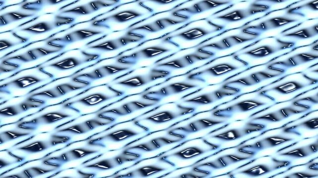 Abstract metallic fluid grid pattern motion, reflective chrome liquid wave loop, futuristic silver geometric surface video background