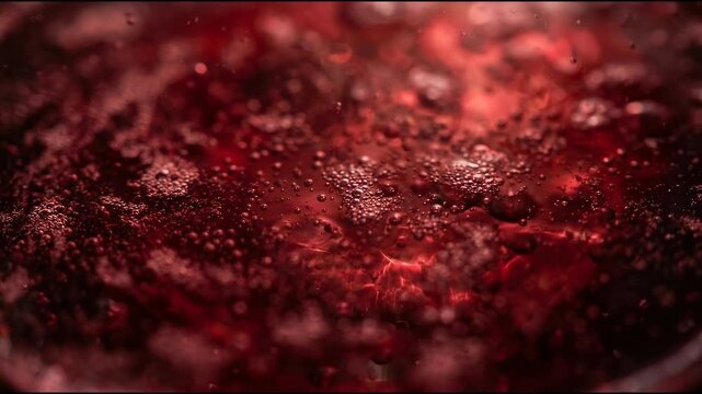 Fine wine fermentation textures feature softly suspended burgundy microbubbles within a translucent abstract material background