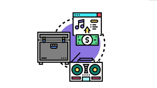 Music collectibles concept owning, buying, and selling rare music items, including vinyl records and fan merchandise, through digital platforms and specialized markets