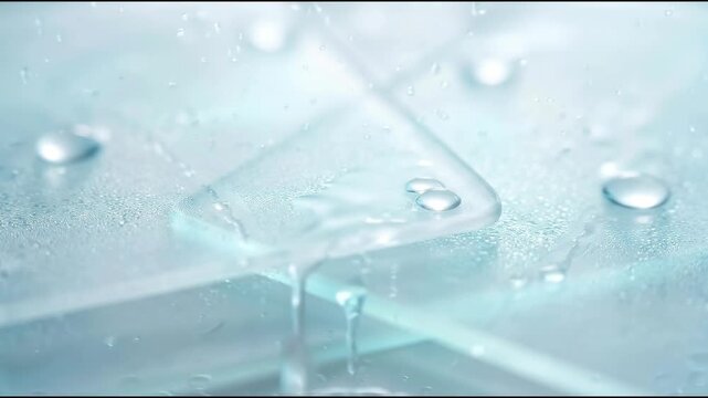 Frosted medical glass panels create a sterile MedTech background, featuring translucent layers