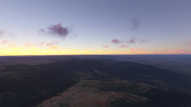 Circular aerial view at sunset of Subukloita Hills. Narok County. Kenya