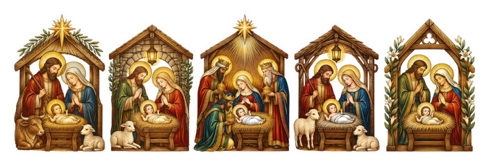 Obraz premium PNG Nativity scenes depicting Holy Family