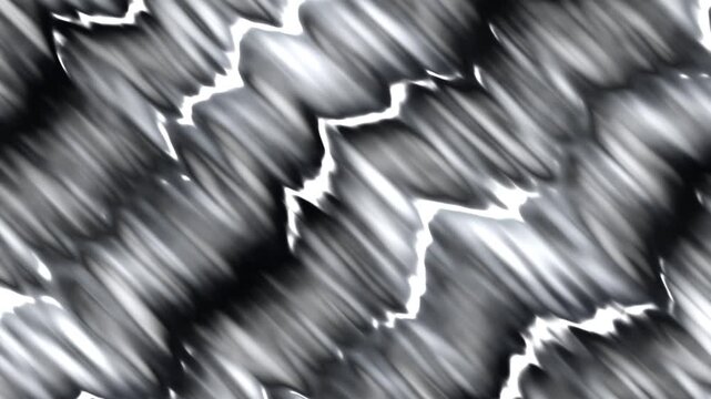 Monochrome silver metallic texture animation, abstract fluid steel waves pattern background, dynamic motion loop for video transition and VJ visuals