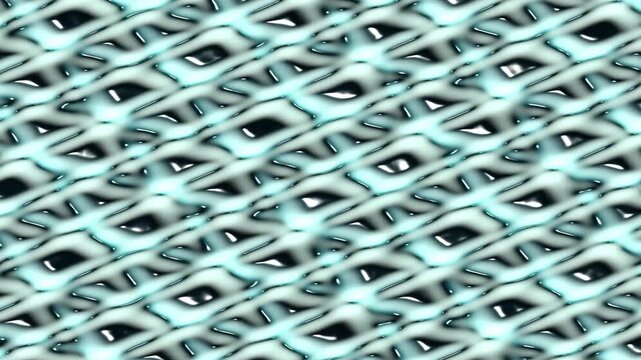 Abstract cyan grid pattern texture background, 3D lattice weave mesh structure, futuristic digital network surface motion graphic