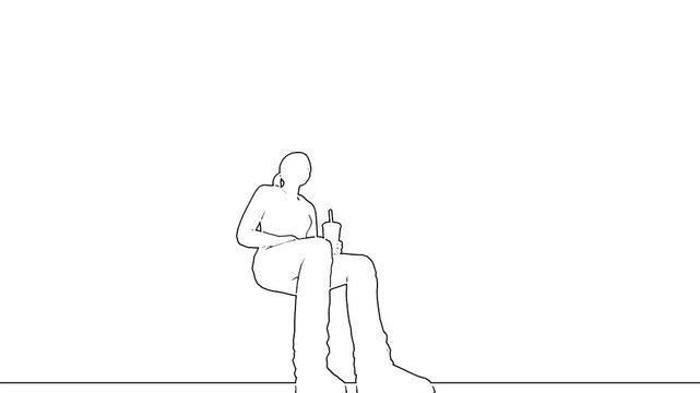 Hand Drawn Sketch Person Sitting Drink Rotoscope