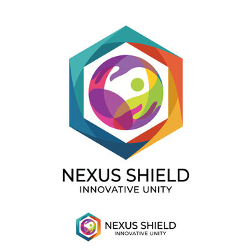 This vibrant logo features overlapping shapes in an array of colors, representing unity, innovation, and collaboration essential for Nexus Shield's brand identity.