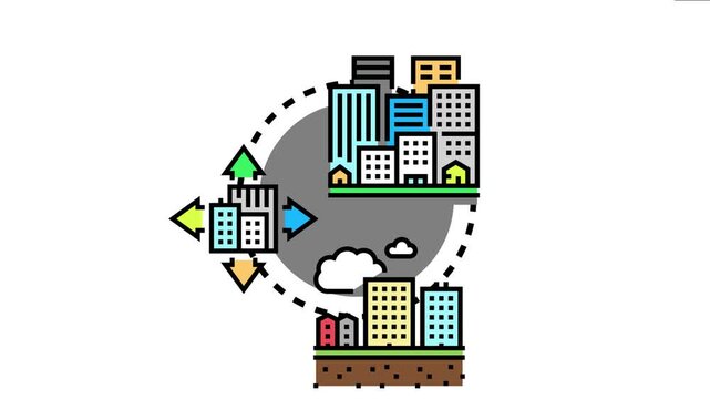 Urban planners developing a municipal development and zoning concept, city growth, infrastructure, and real estate investment across different geographic areas