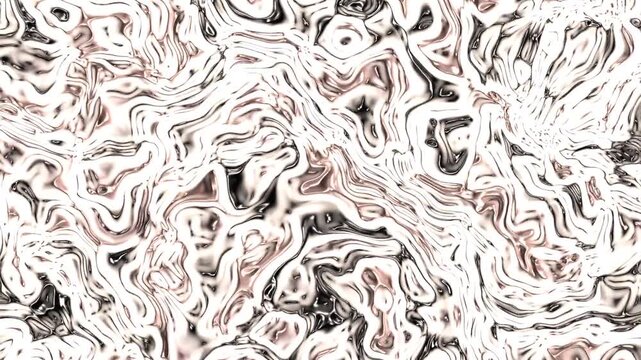 Abstract liquid marble texture background, fluid wavy lines video loop, neutral white and grey topographical pattern for digital design background.