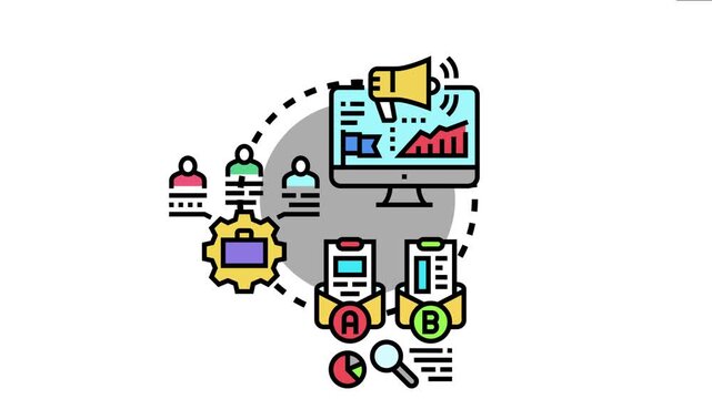 Digital marketing campaign planning and management process involving various strategies, ab testing, team collaboration, and performance data analysis for optimal results
