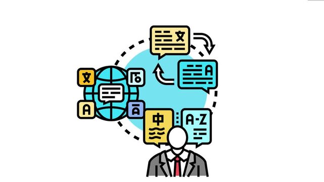 Business professional leveraging an online platform offering a seamless multilingual translation feature, connecting diverse languages across the globe for effective communication and understanding