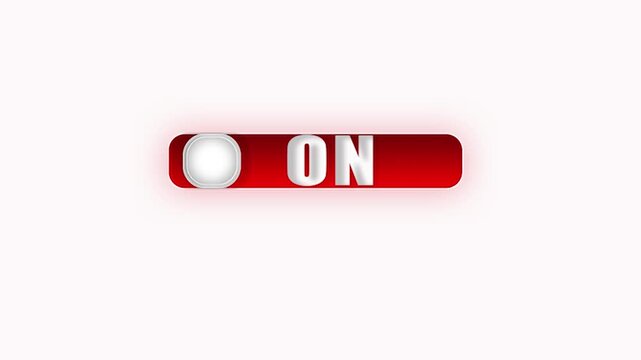 On off button. Power button animation glow, 3D green and red modern 4K animation.