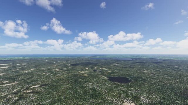 Circular aerial drone view Yamal Peninsula. Yamalo Nenets Autonomous Okrug. Russia