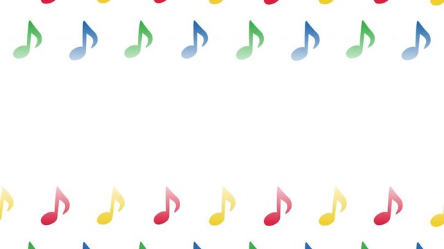 カラフルな音符がリズミカルに流れるループアニメーション
