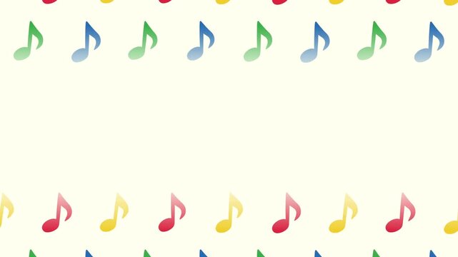 カラフルな音符がリズミカルに流れるループアニメーション