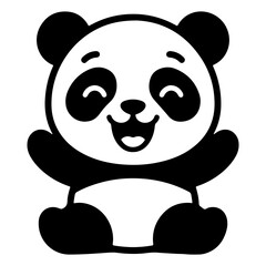 Cute cartoon panda bear character sitting and smiling, vector illustration isolated on transparent background © WASIF-MEHMOOD