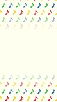カラフルな八分音符のダイナミックなループアニメーション背景