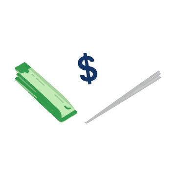 Colorful flat vector icon of a salary pay slip with folded banknotes