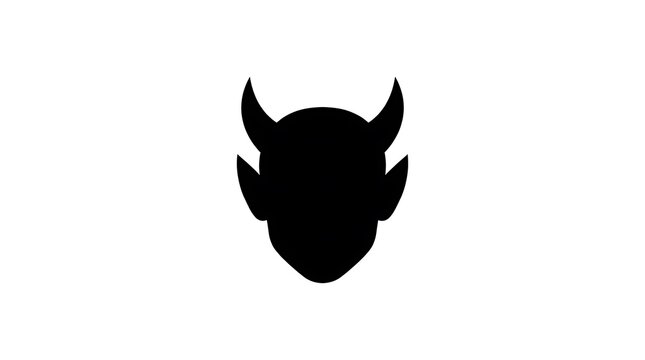 Black silhouette of a horned devil head.