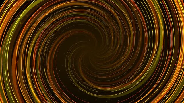Golden celestial spiral vortex streaming into core, abstract luxury energy black hole portal, glowing amber particles rotation, premium gala event corporate video presentation background displays