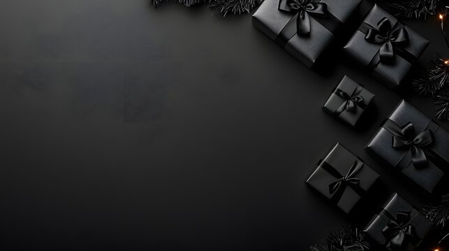 Black Friday banner with gift boxes.