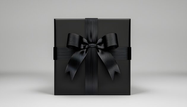 Black box with black ribbon.