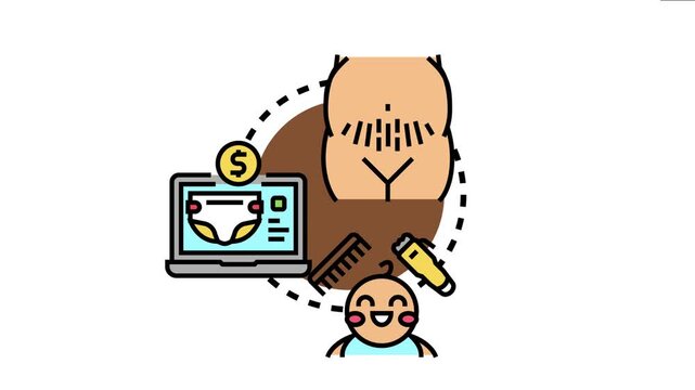 Pregnant woman having a cesarean section and purchasing baby clothes online, with baby hygiene products and a cheerful infant representing modern parenting and birth choices