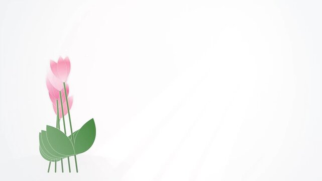 Minimalist pink flower illustration on a white background