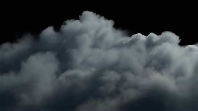 Thick grey clouds slowly roll and fold through darkness, creating a premium cinematic background for advertising, film, websites and presentations