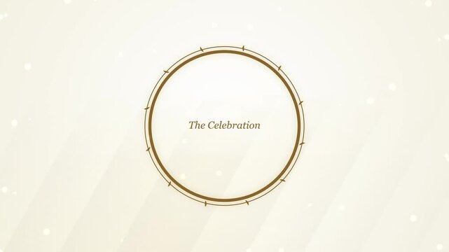 Elegant gold circular frame with 'The Celebration' text