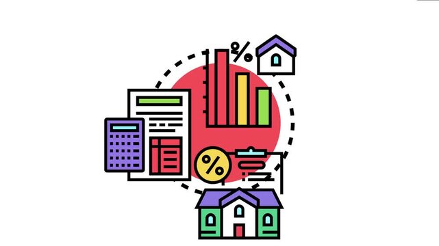 Financial displaying houses, a calculator, documents, and charts with percentage symbols, detailing the process of calculating and claiming home loan interest tax deductions