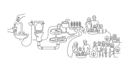 Obraz premium Water Cycle And Purification For Community Use And Family Hygiene