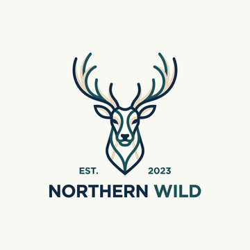 This image showcases a stylized deer head logo design, reflecting the northern wilderness ethos associated with nature, adventure, and wildlife conservation.