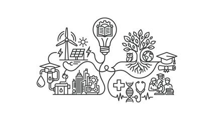 Obraz premium Sustainable Future Concept Innovation Education Energy Environment Health Science