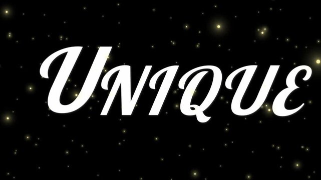 The word unique written in white script font against a dark starry with art