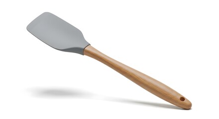 Fototapeta premium Modern Silicone Kitchen Spatula with Wooden Handle Isolated for Everyday Cooking and Baking