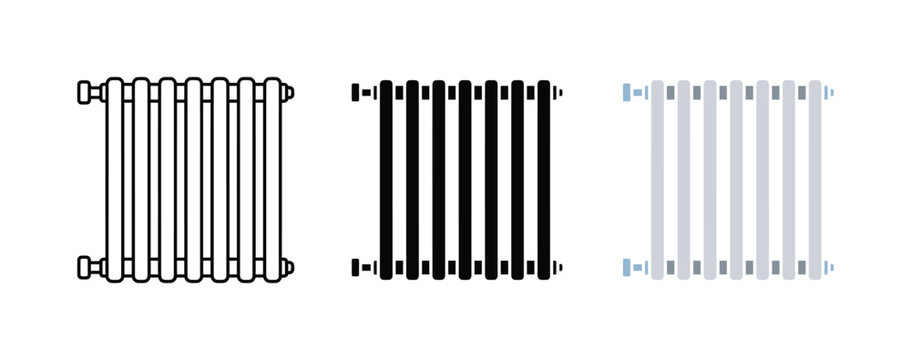 Heating Radiator Heater Home Winter Interior Icon Set Vector Illustration