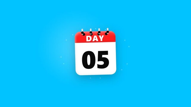 3D rendered calendar icon showing day five on a bright blue background.