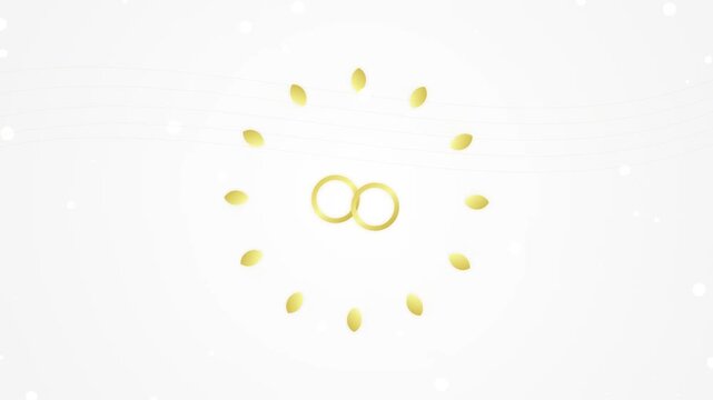 Minimalist Interlocking Gold Wedding Rings on White Background