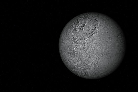 Tethys, one of the moons of Saturn, the sixth planet from Sun.