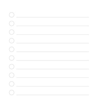 Blank Paper Sheet with Lines and Checkboxes Isolated on Transparent Background