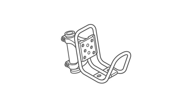 Minimalist Line Drawing of a Motorcycle Rear Swingarm and Axle Assembly in Black and White with high quality professional line art symbols for modern creative design and digital branding projects