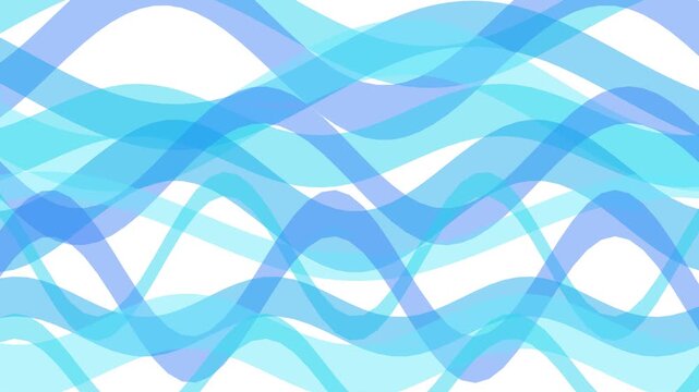 Blue and Cyan Waving Lines Moving Horizontally on White Background
