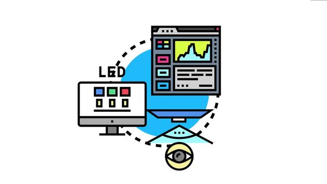 Monitor display technology concept showing data visualization, led screen output, and human eye interaction, the core principles of visual information delivery and perception