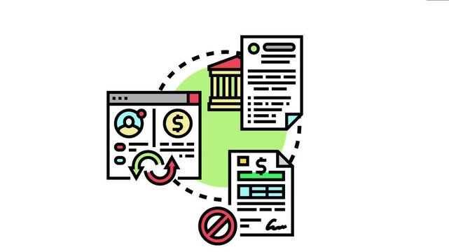 Money withdrawal options icon various methods for banking transactions including applying for funds, managing digital finance, and declining specific payment processes