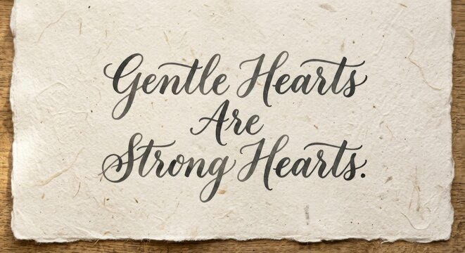 Gentle Hearts Are Strong Hearts Elegant Typography Quote on Textured Background