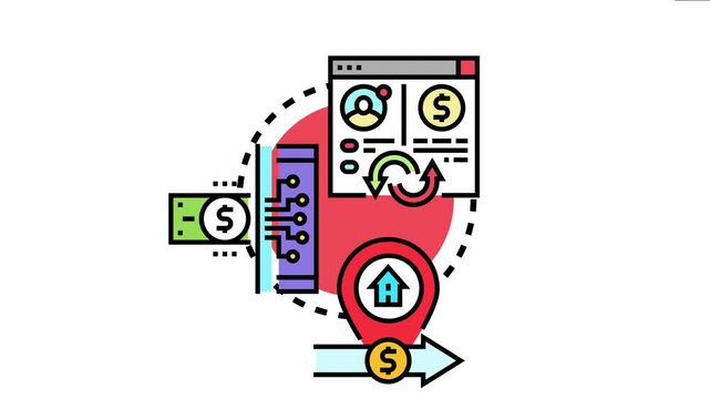 Money transferring with a user interface, financial technology elements, and a destination pin illustrates secure online remittances and digital payment transactions globally
