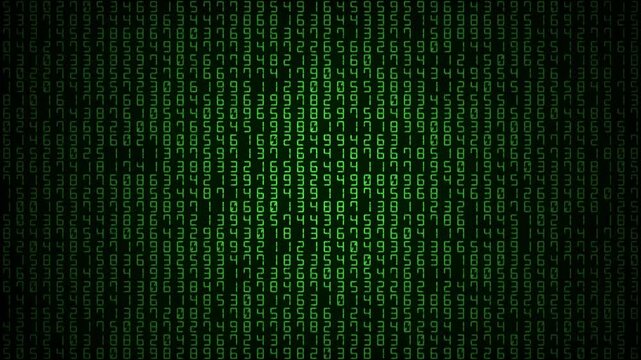 Green Random Numbers Matrix Code Hacker Cyberpunk Background Seamless Loop 4K