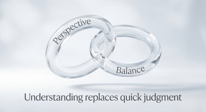 Transparent Interlocking Rings Symbolizing Perspective and Balance