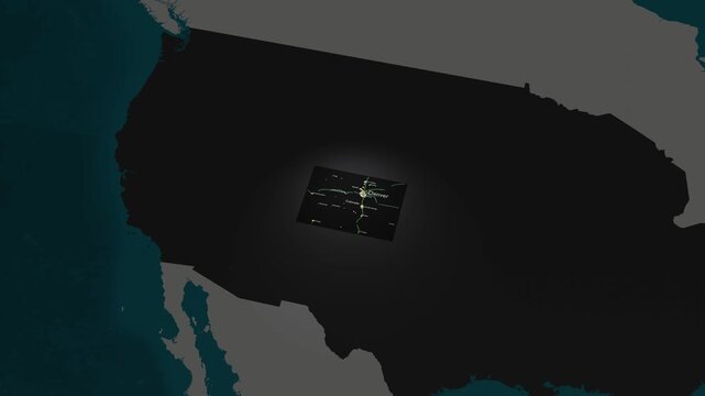 Colorado Map 3D Orbiting Aerial View