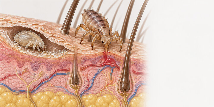 Scabies Mite and Head Louse Feeding Comparison